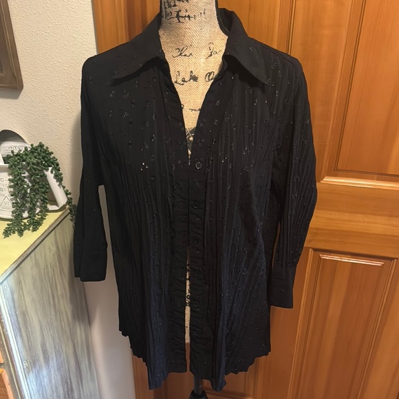 Bay Studio Career Plus Elegant Black Women's Top - Picture 2 of 9